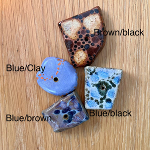 Ceramic Incense Holder - Blue spot pebble